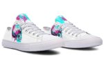 Watercolor Skull Art Low-Top Sneakers - White Artistic Footwear - Image 3