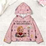 A Little Girl Who Loves Books - Personalized Kid Fleece Hooded Sweatshirt With Ears - Image 2