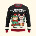 Best Cat Dad Ever Just Ask - Personalized Ugly Sweater - Image 3