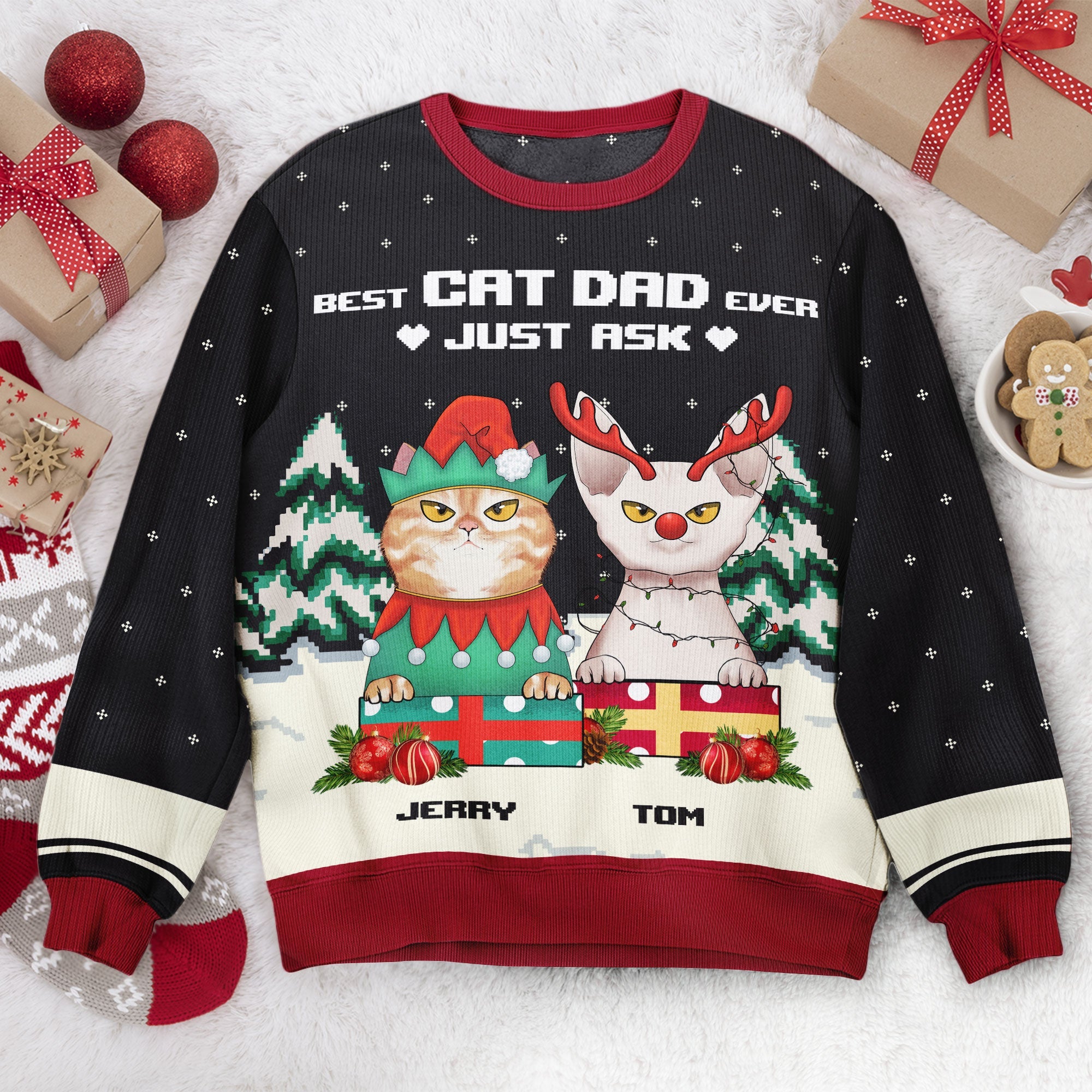 Best-Cat-Dad-Ever-Just-Ask-Personalized-Ugly-Sweater_2.jpg Best Cat Dad Ever Just Ask - Personalized Ugly Sweater - Image 1