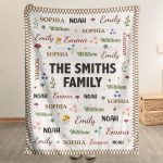 Family Name Word Christmas Theme - Personalized Blanket Big Size
