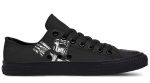 Skull Engine Motor Black Low-Top Sneakers - Edgy Biker Style - Image 3