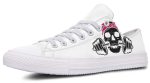 Black Skull Graphic White Lowtop Urban Sneakers - Image 2