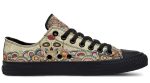 Day of the Dead Skull Sneakers - Black Low Top Sugar Skull Shoes - Image 2