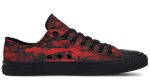 Red Camo White Low-Top Sneakers - Bold Statement Shoes - Image 2