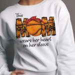 This Basketball Mom Wear Her Heart On Her Sleeve - Personalized Sweatshirt - Image 3