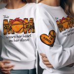 This Basketball Mom Wear Her Heart On Her Sleeve - Personalized Sweatshirt - Image 4