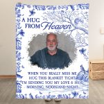 A Hug From Heaven Toile De Jouy Memorial Gift Memory Blanket - Personalized Photo Blanket Big Size