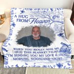 A Hug From Heaven Toile De Jouy Memorial Gift Memory Blanket - Personalized Photo Blanket Big Size - Image 4