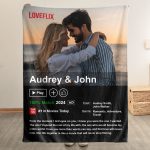 Custom Couples Loveflix Movie Poster - Personalized Photo Blanket Big Size