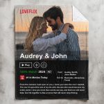 Custom Couples Loveflix Movie Poster - Personalized Photo Blanket Big Size - Image 2