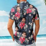 Custom Face Funny Photo For Men, Husband Red Hibiscus - Custom Photo Hawaiian Shirt - Image 2