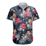 Custom Face Funny Photo For Men, Husband Red Hibiscus - Custom Photo Hawaiian Shirt - Image 4