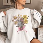 Custom Kid Birth Month Flower On Sleeves For Grandma, Mum - Personalized Sweatshirt - Image 2