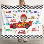 Custom Kid Face Car Toys Affirmation Gift - Personalized Photo Blanket Big Size