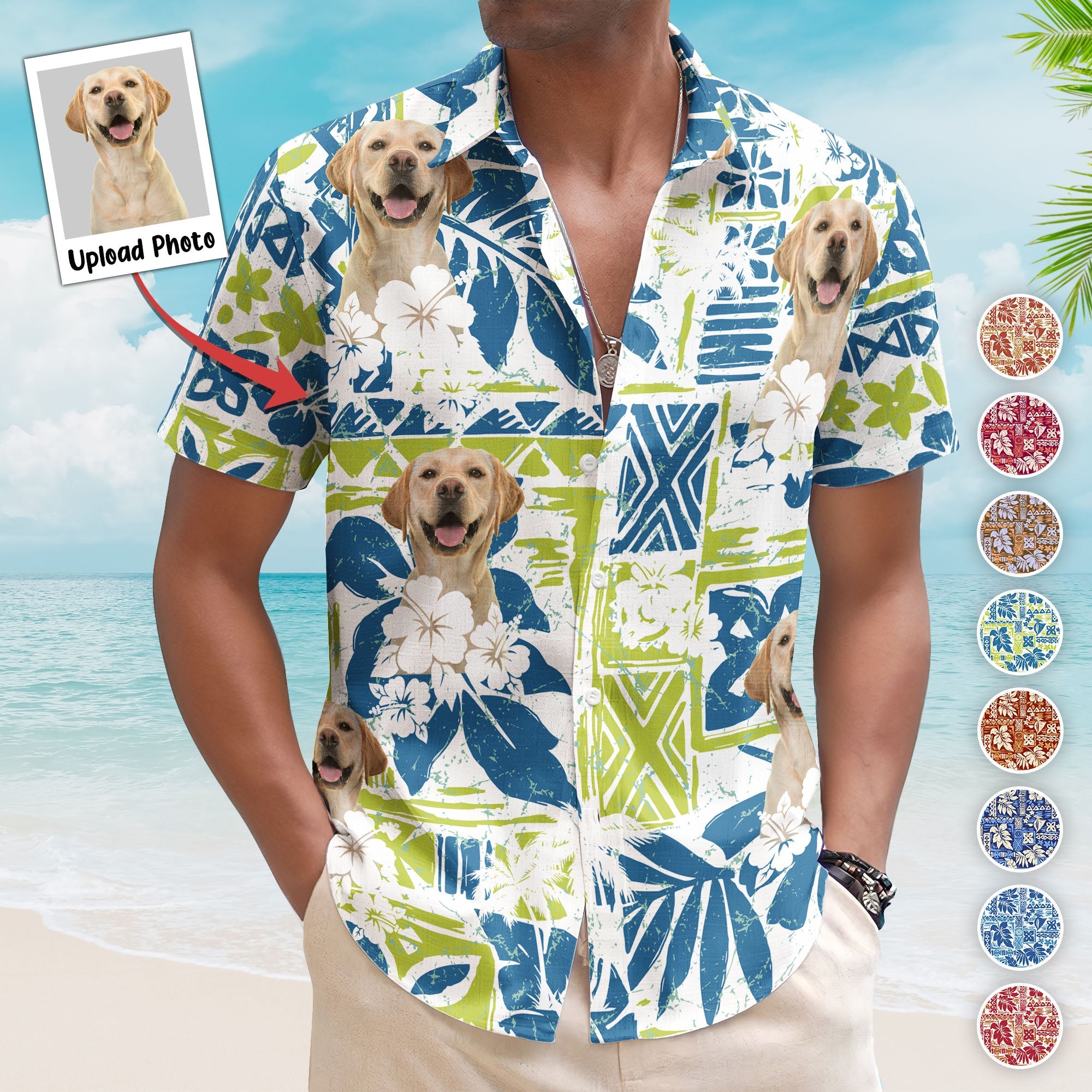 CustomPhotoFunnyPetFamilyFriendsSummerTikiBar-CustomPhotoHawaiianShirts_1.jpg Custom Photo Funny Pet Family Friends Summer Tiki Bar - Custom Photo Hawaiian Shirts - Image 1