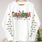 Grandma Claus Custom Name Christmas Light - Personalized Sweatshirt - Image 3