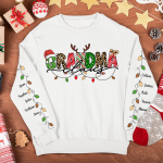 Grandma Claus Custom Name Christmas Light - Personalized Sweatshirt - Image 4