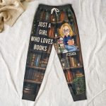 Just A Girl Who Loves Books - Personalized Sweatshirt And Sweatpants Set - Lounge Pants  With Pockets, Custom Pajama Pants, Jogger Sweatpants, Gift For Her - Image 2