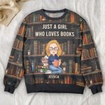 Just A Girl Who Loves Books - Personalized Sweatshirt And Sweatpants Set - Lounge Pants  With Pockets, Custom Pajama Pants, Jogger Sweatpants, Gift For Her - Image 3