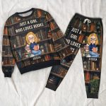 Just A Girl Who Loves Books - Personalized Sweatshirt And Sweatpants Set - Lounge Pants  With Pockets, Custom Pajama Pants, Jogger Sweatpants, Gift For Her - Image 4