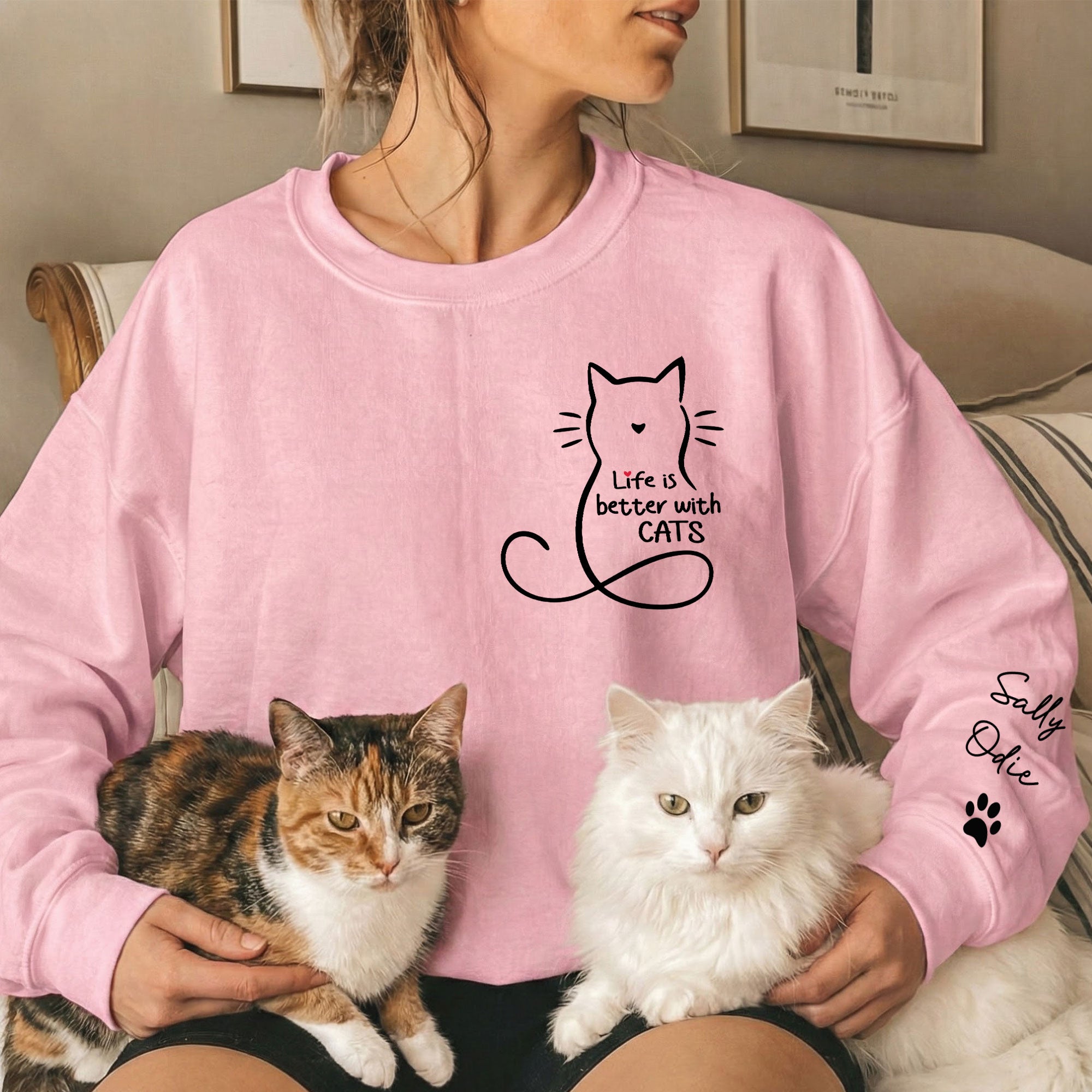 Life-Is-Better-With-Cats-Personalized-Sweatshirt_4.jpg Life Is Better With Cats - Personalized Sweatshirt - Image 1