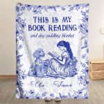 My Book Reading And Dog Cuddling Toile De Jouy Chinoiseries - Personalized Blanket Big Size