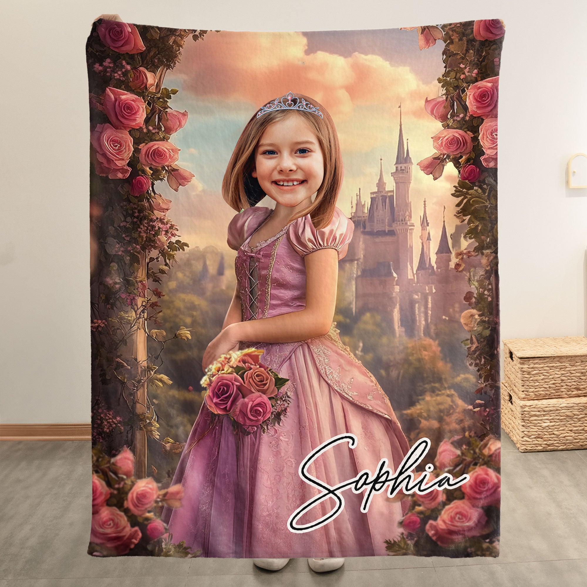 Rose-Pink-Princess-Gifts-For-Daughter_-Little-Girls-Custom-Face-_-Name-Personalized-Photo-Blanket_1.jpg Rose Pink Princess - Gifts For Daughter, Little Girls - Custom Face & Name - Personalized Photo Blanket Big Size - Image 1