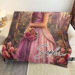 Rose Pink Princess - Gifts For Daughter, Little Girls - Custom Face & Name - Personalized Photo Blanket Big Size - Image 5