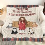 This Is My Book Reading & Cat Cuddling Blanket - Personalized Blanket Big Size - Image 3