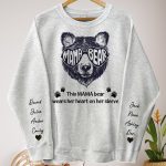 This Mama Bear Wears Her Heart On Her Sleeve - Up To 12 Names - Personalized Sweatshirt