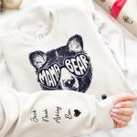 This Mama Bear Wears Her Heart On Her Sleeve - Up To 12 Names - Personalized Sweatshirt - Image 3