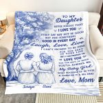 To My Daughter Toile De Jouy Style - Personalized Blanket Big Size - Image 3